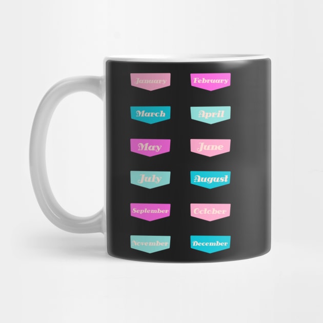 Back to School Teal and Fuchsia Gradient Month by JuneNostalgia